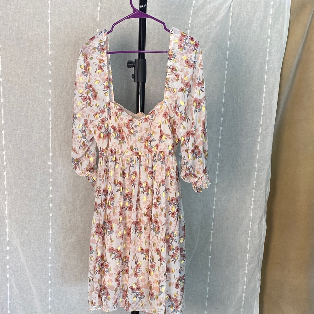 Floral Mini Dress with Puff Sleeves